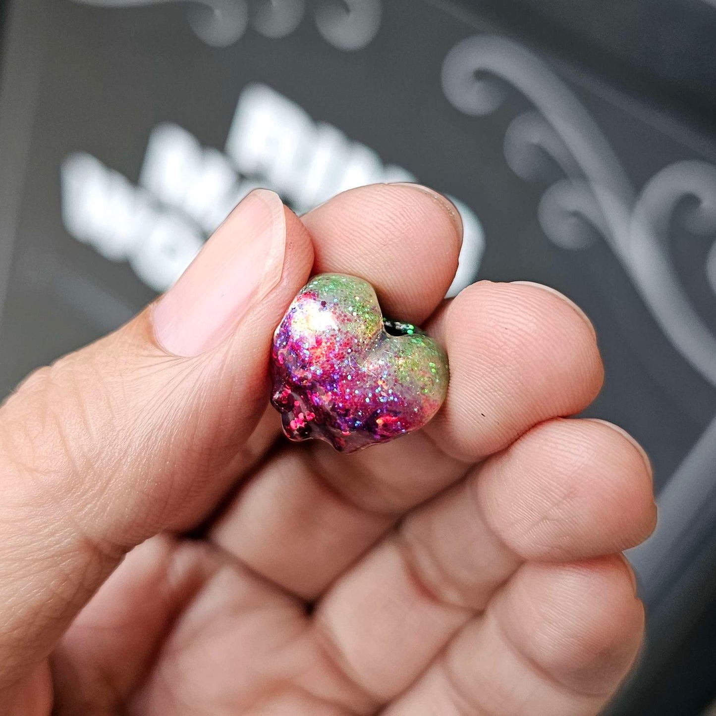 Transition Glitter Enamel Melting Heart