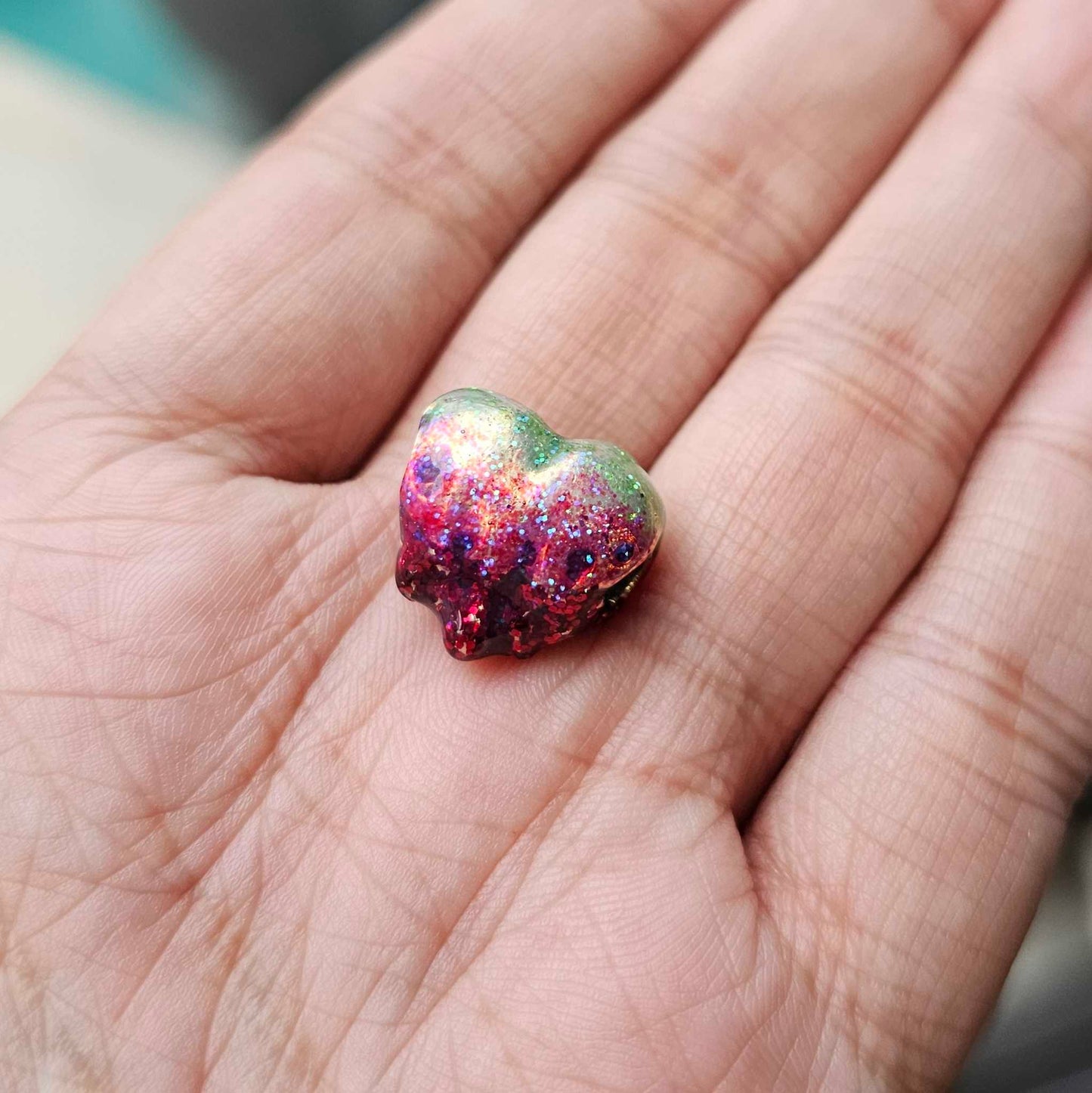 Transition Glitter Enamel Melting Heart