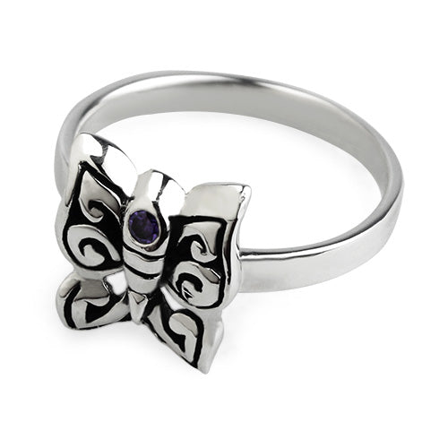 Stoned Butterfly Ring (Sz. 5)