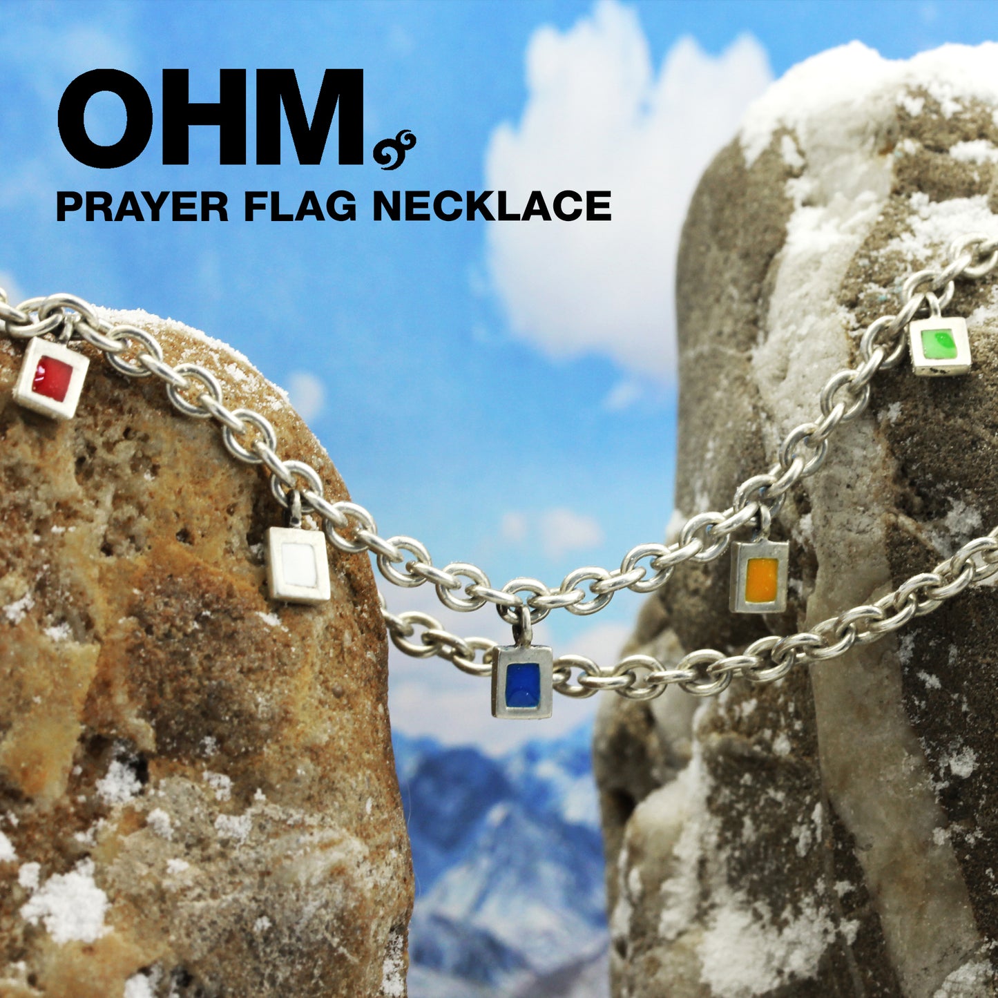 OHM Prayer Flag Necklace (36"/90cm)